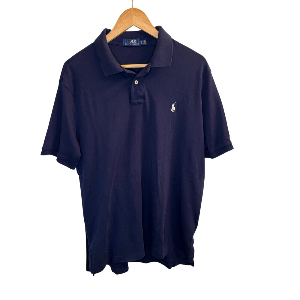 Polo Ralph Lauren Mens XL Navy Blue Short Sleeve Cotton Polo Shirt Pony Logo